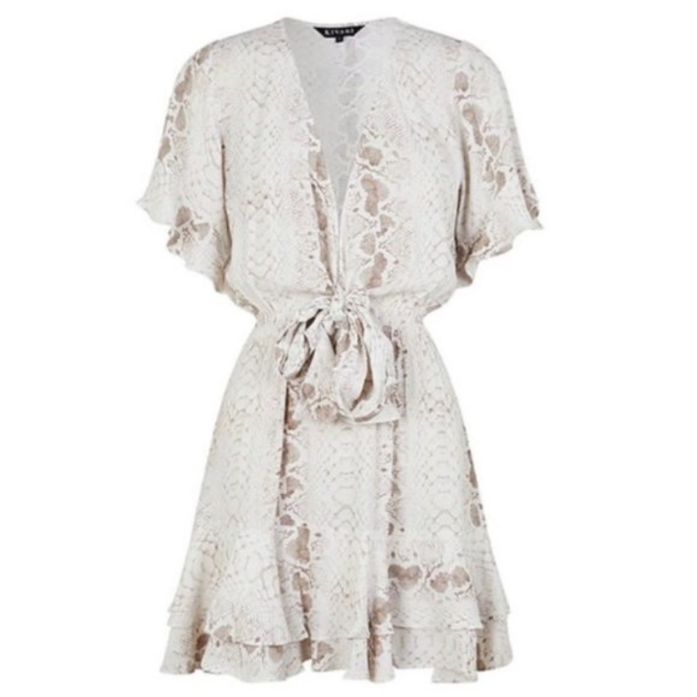 IN STOCK - Snake Print Ruffle hem dress - Picture 2 of 5